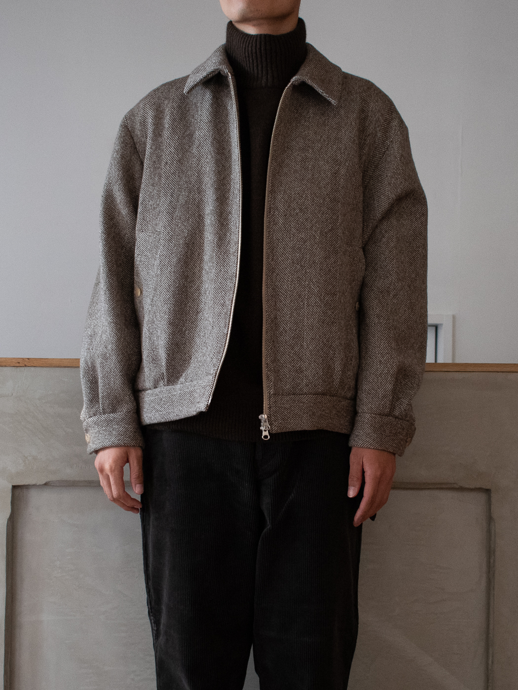 Arles Wool Tweed Harrington Jacketアルルウール
