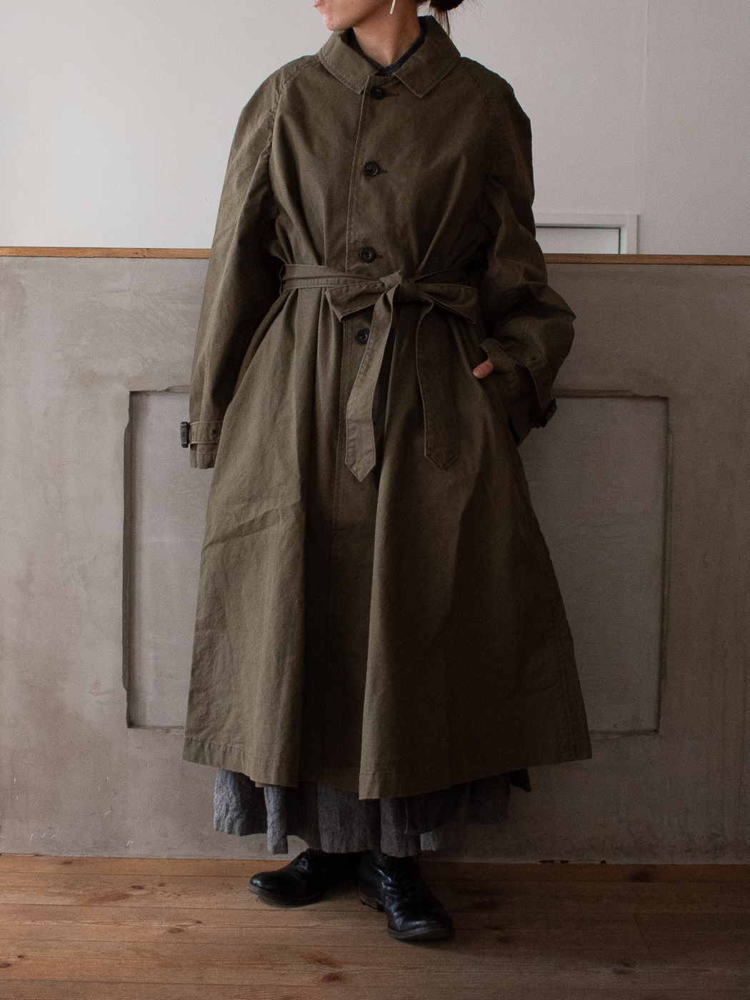 30%OFF SALE セール Outil MANTEAU UZES OLIVE スプリングコート