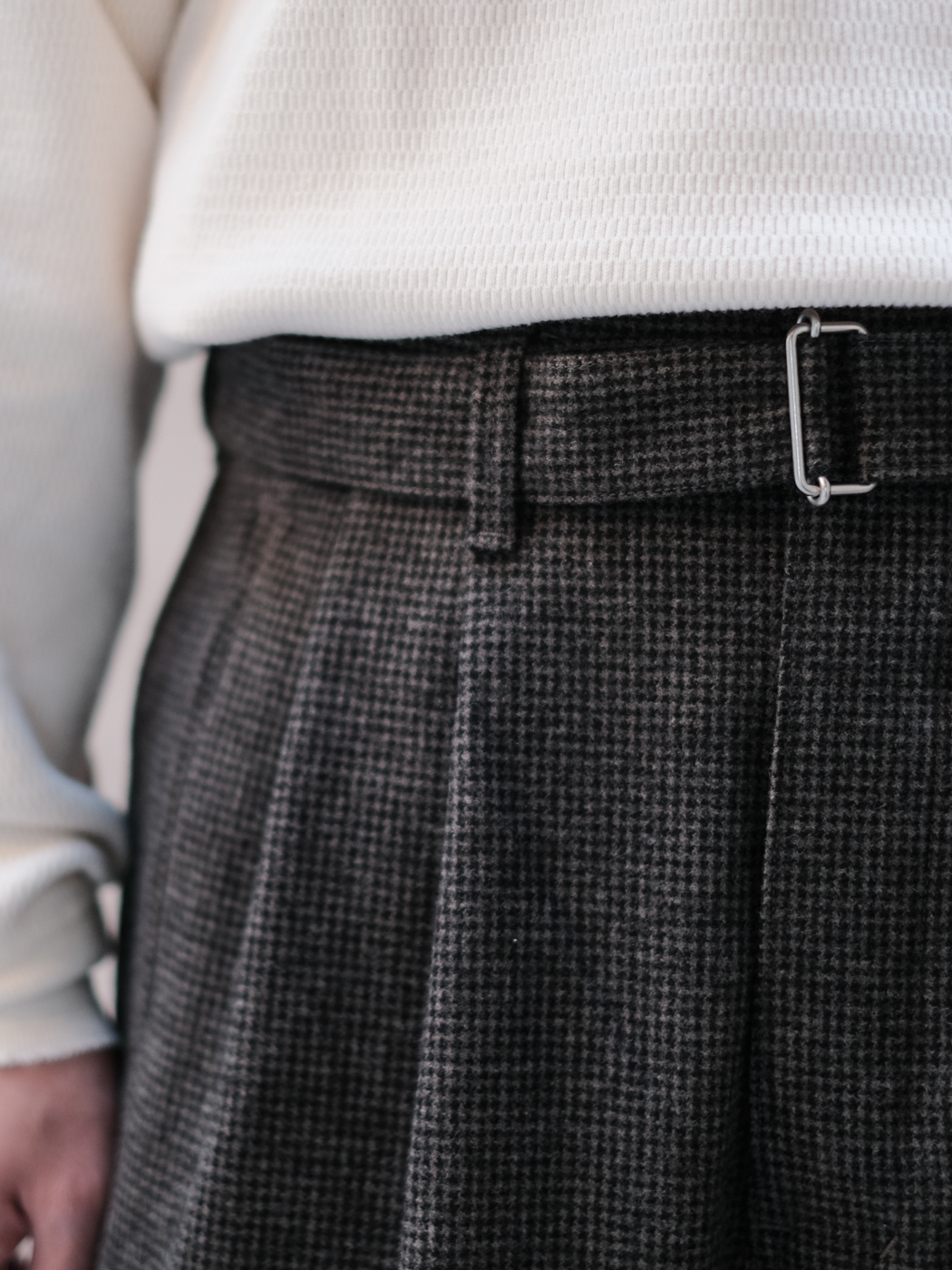 C/W BELTED 2TUCK TROUSERS col.Hound Tooth | PEOPLE | ピープル