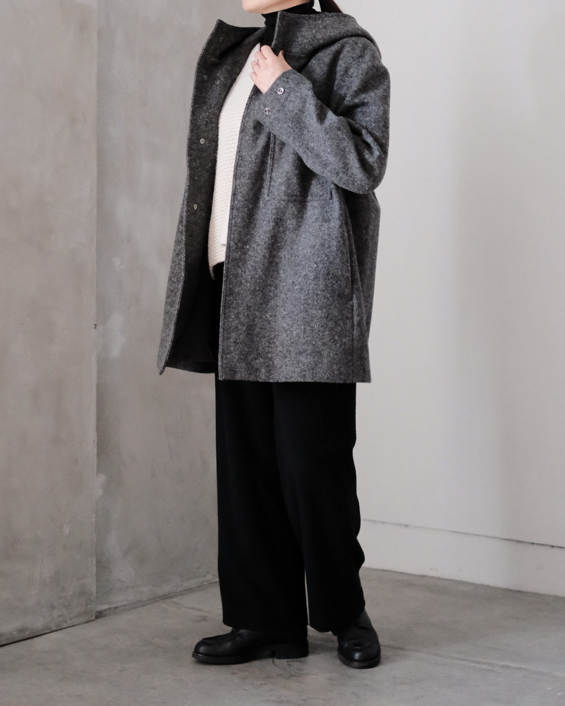 ソフトメルトン フーデットコート col.Gray | PEOPLE | ピープル