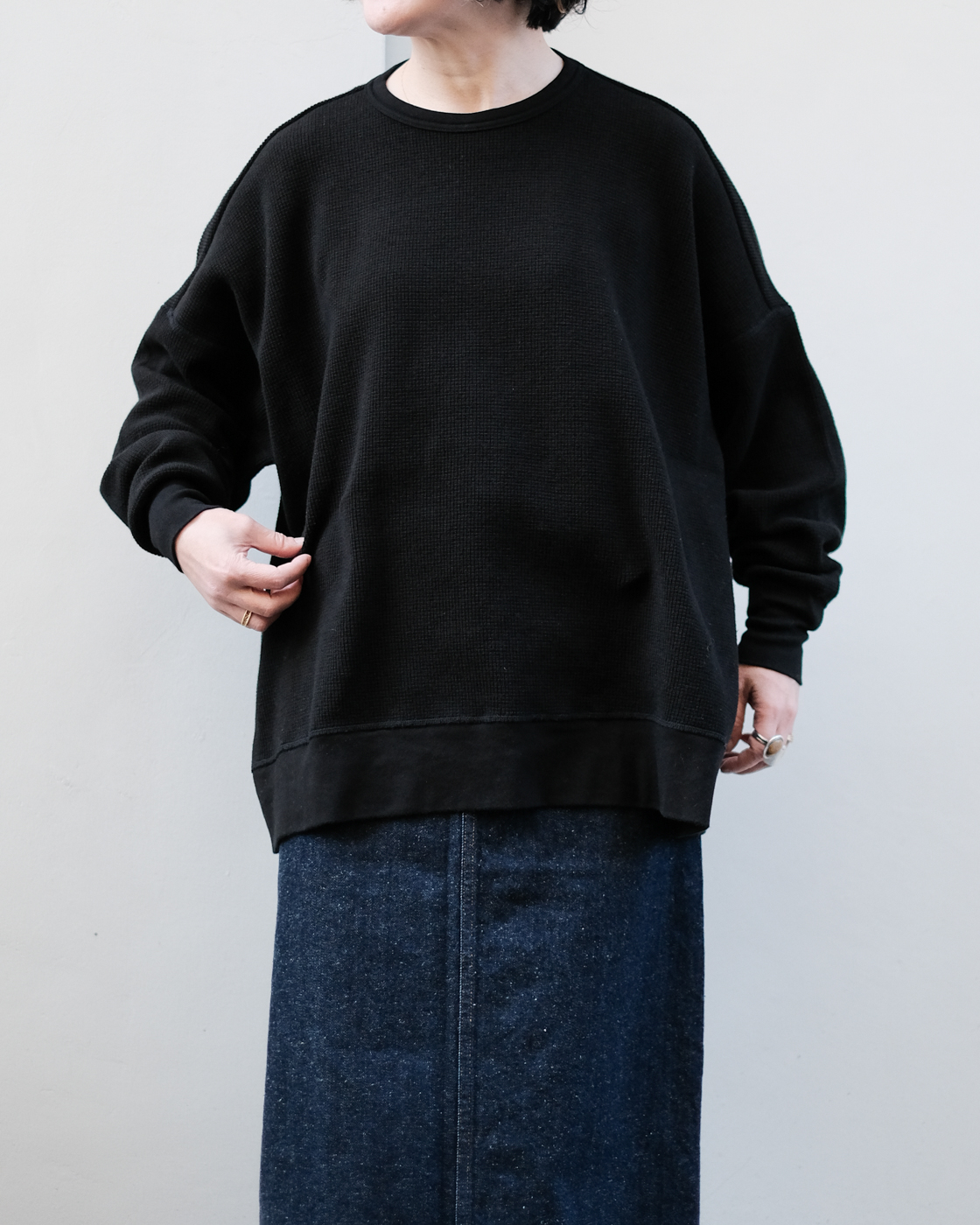 ハーフリブ プルオーバー col.Black | PEOPLE | ピープル