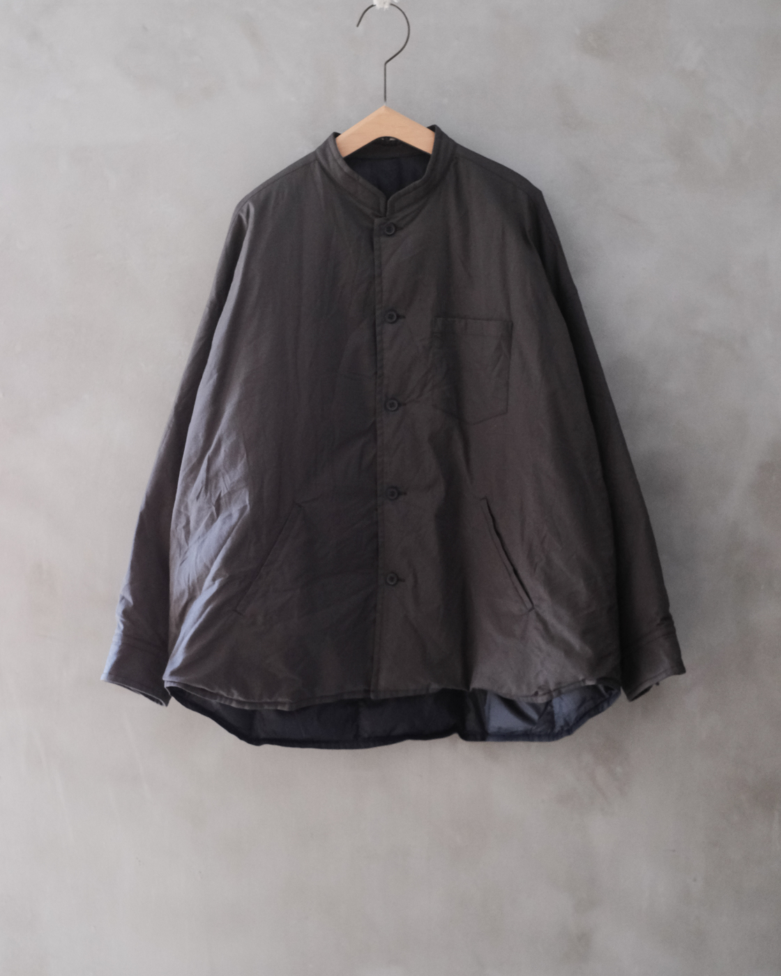 ダウンシャツ スタンドカラー col.Charcoal Gray
