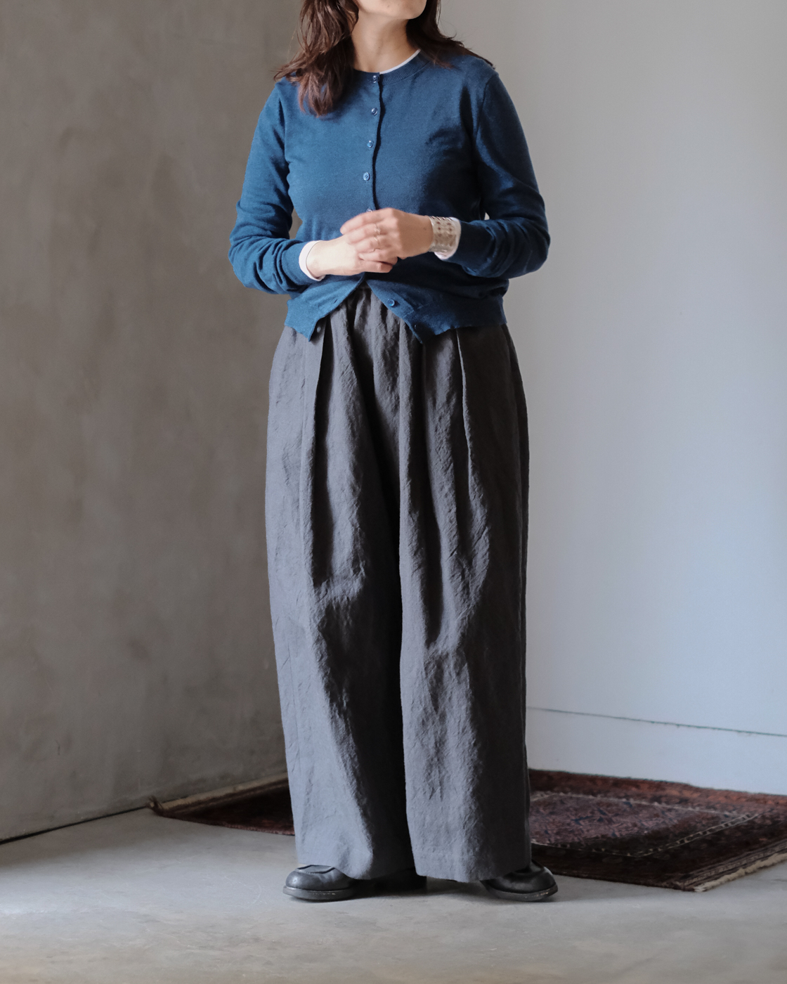 Pocket Wide Pants (Wool Linen) col.Gray